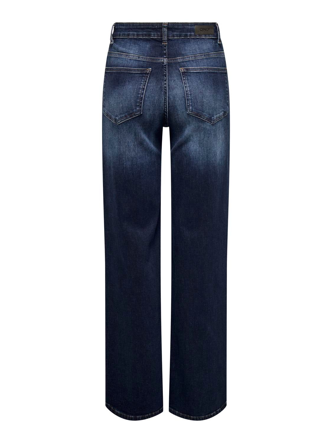 ONLMADISON Hohe Taille Weiter Beinschnitt Jeans Dark Blue Denim