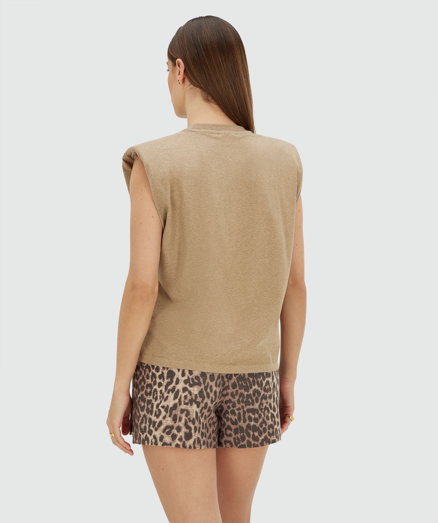 JV-SUE regular fit T-shirt met schoudervulling - light khaki melange