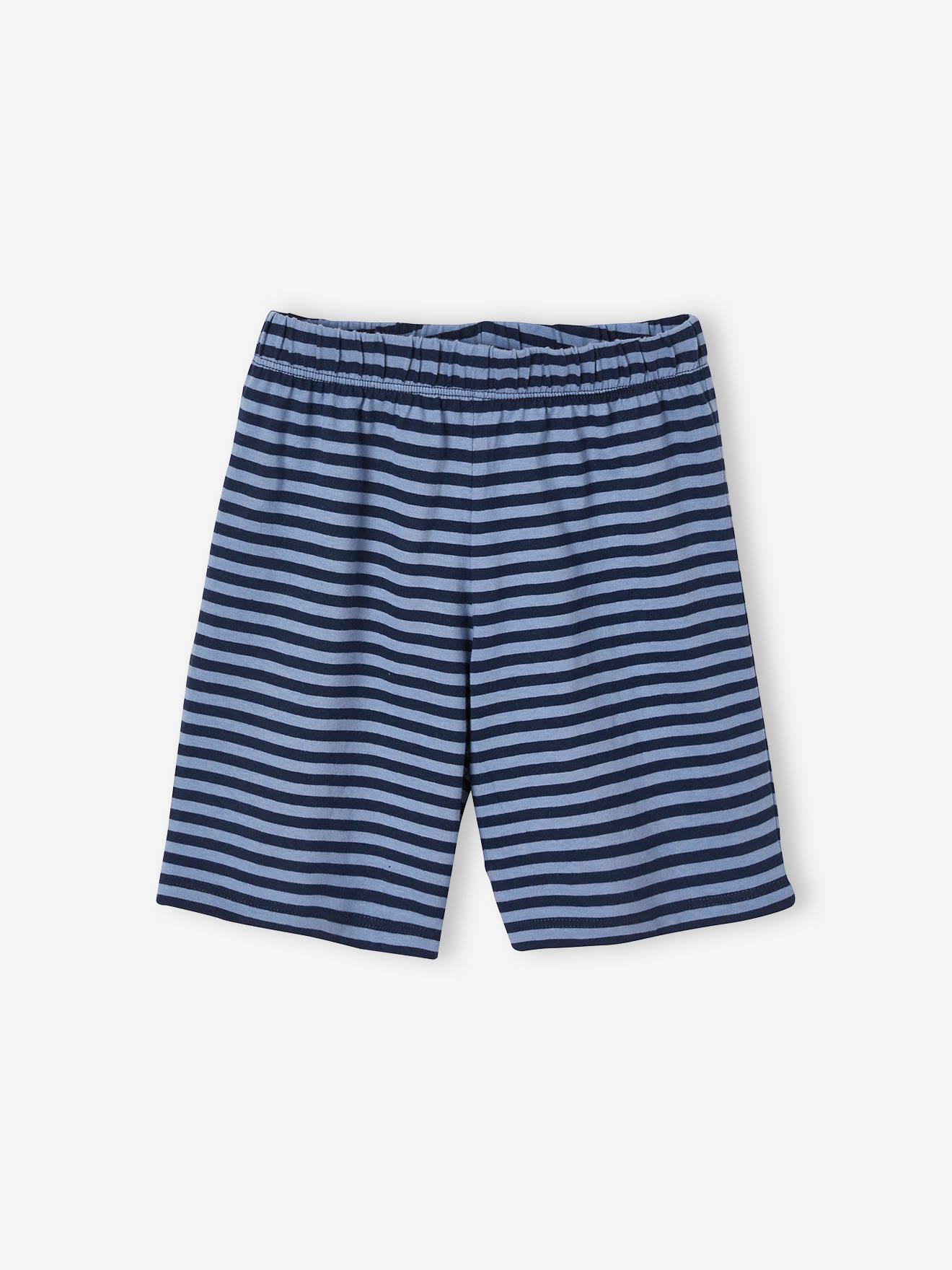 Conjunto de 2 pijamas com shorts, certificado Oeko-Tex®, para meninos, amarelo liso tamanho médio com estampa de baleia.