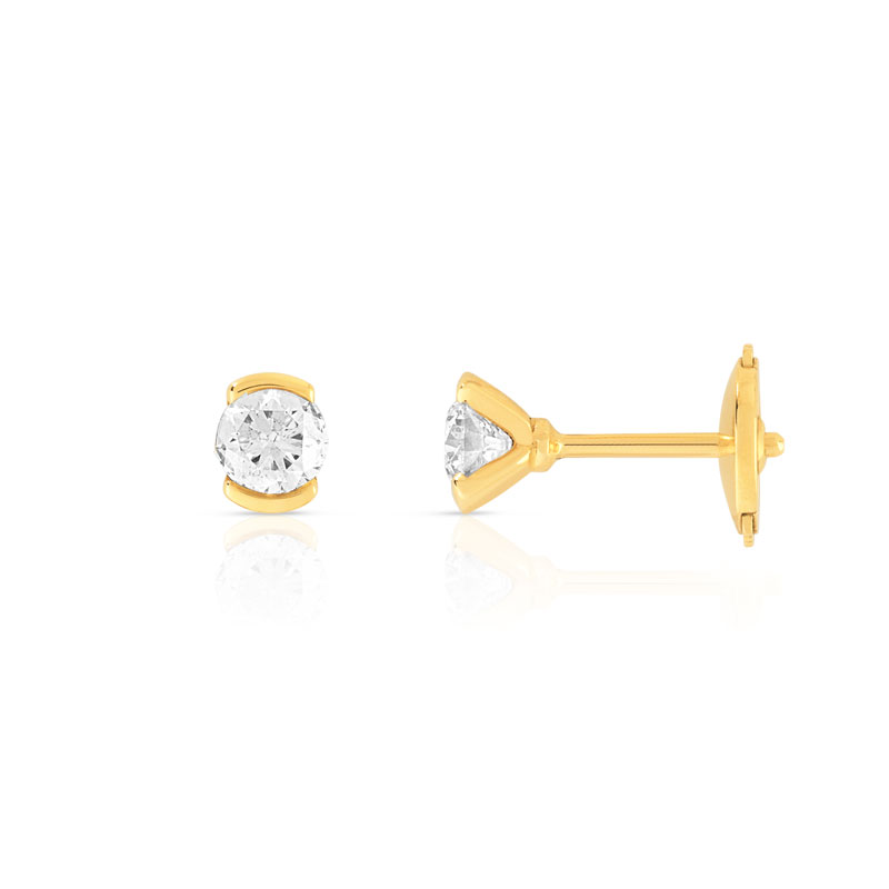 Boucles d'oreilles or 750 jaune diamants