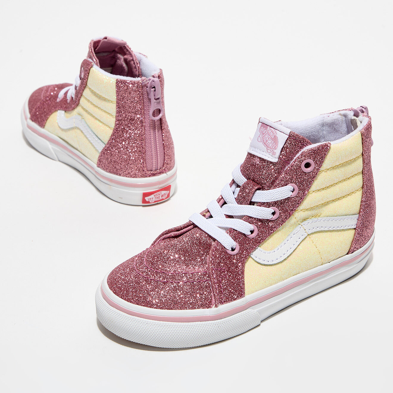 Vans Baskets SK8-Hi à paillettes rose/jaune