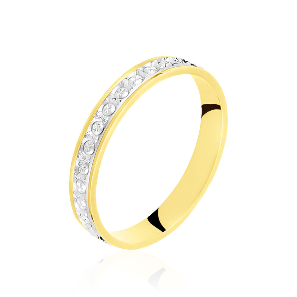 Alliance Fantaisie Diamantee Ruban Plat Or Bicolore