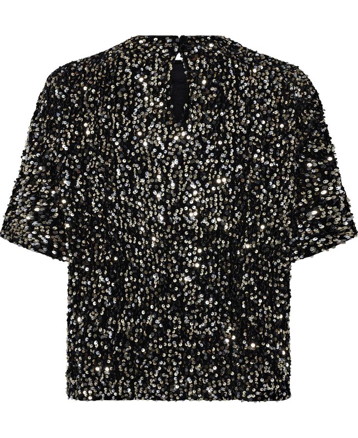 Ted Baker ZARHAAA Boxy Velvet Sequin Tee Black
