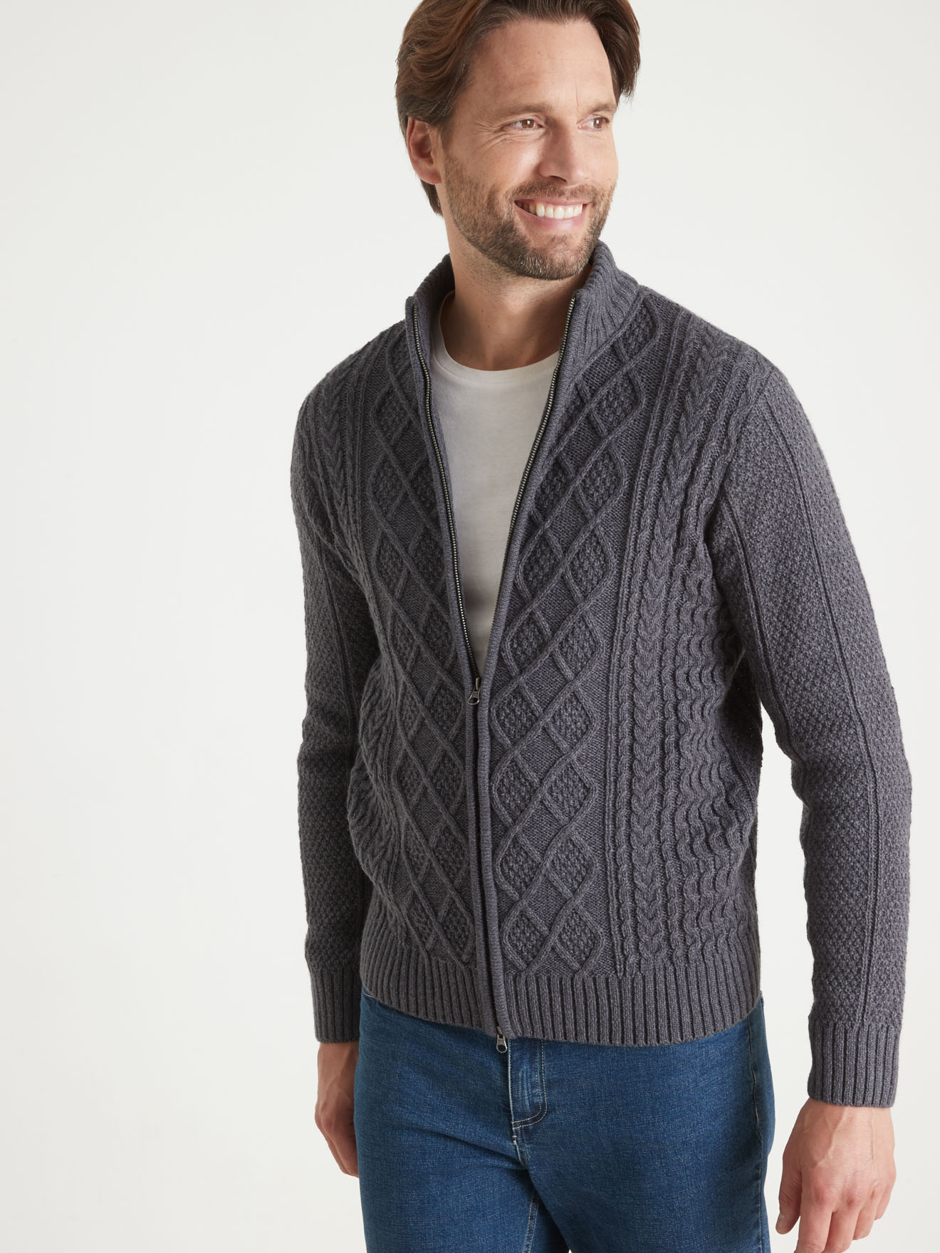 Gilet torsadé zippé col montant