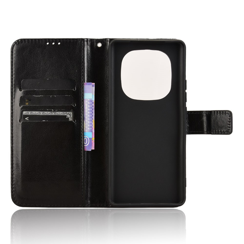 Xiaomi Redmi Note 14 Pro / Note 14 Pro  Plus / Poco X7 Leder Tasche Flip Cover mit Kartenfächer - Schwarz (Glanz)
