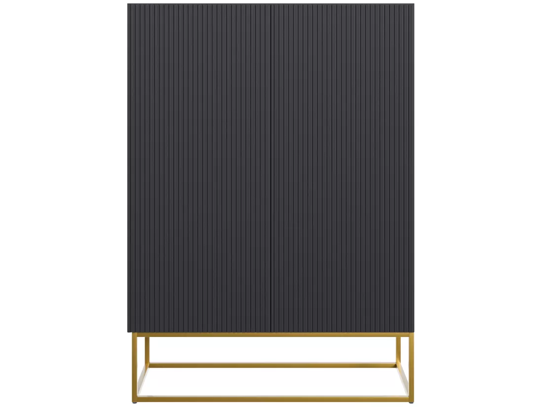 Commode haute à deux portes - 90 cm - noir - VELDIO