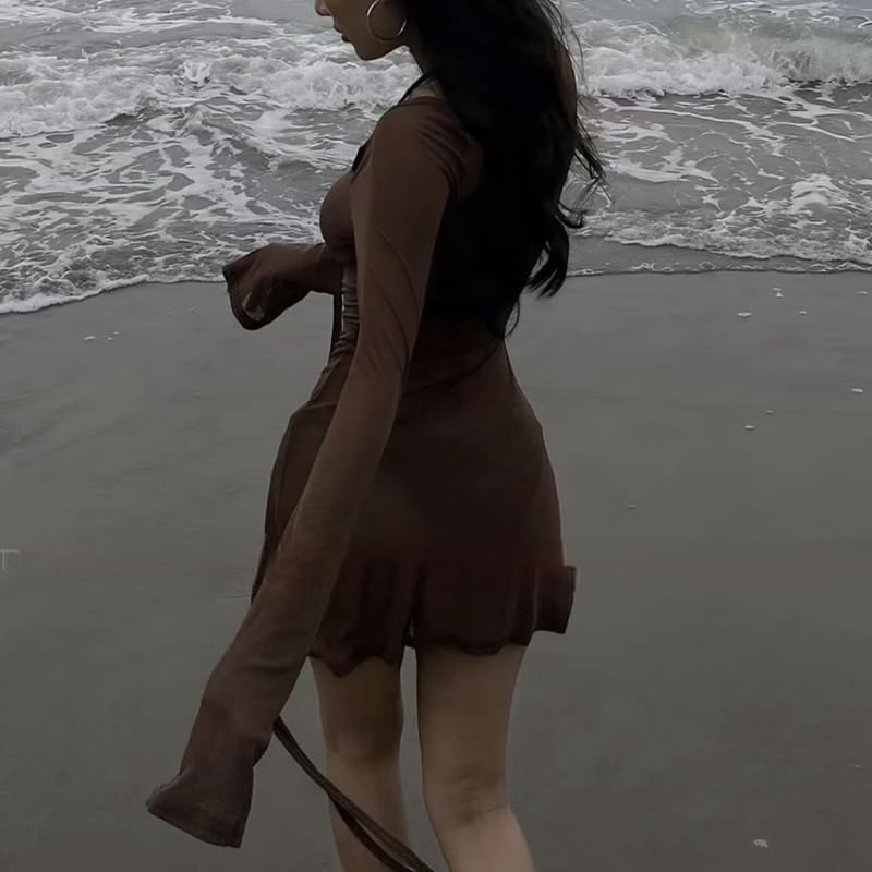 Oceanid - Set: Effen bikini + omslagjurk