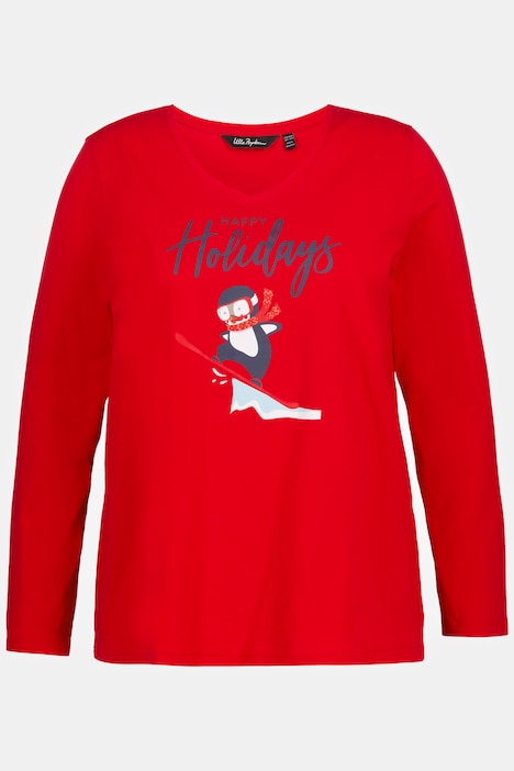 Shirt, Ski-Pinguin, Classic, V-Ausschnitt, Langarm