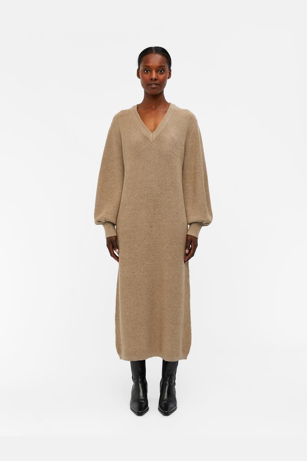 Object Objmalena L/S Knit Dress 3941896 fossil melange
