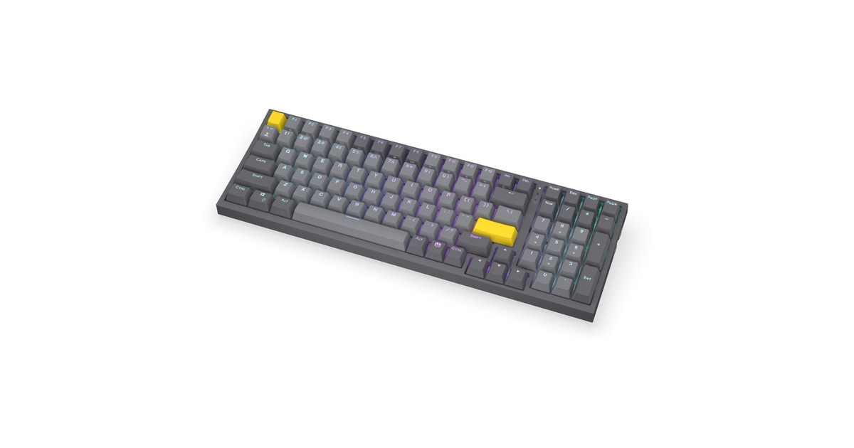 ENDORFYCeleris 1800, gaming toetsenbord  (Grijs, US lay-out, ENDORFY Yellow by Gateron, ARGB, PBT keycaps, Hot-swap, Bluetooth / USB-C / 2.4 GHz)