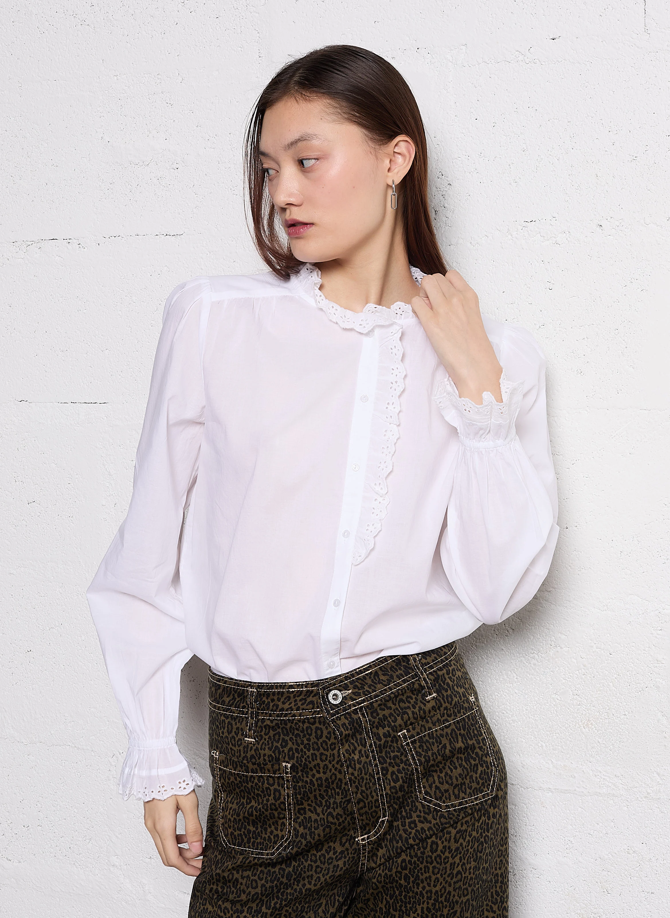 CAMILLIE - Blouse à volants en coton | Blanc