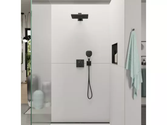 Façade pour mitigeur thermostatique encastré HANSGROHE ShowerSelect avec 2 fonctions noir mat