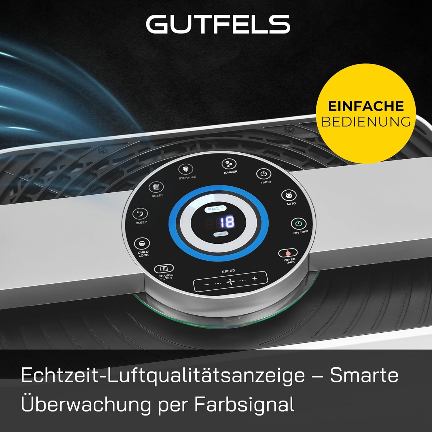 Luftreiniger und Luftbefeuchter, 2-in-1 Kombigerät, 7-Fach-Filtertechnologie, HEPA-14-Filter, inkl. Wassertank und Fernbedienung, für 60-70 m² Raumgröße, LR 67015 we