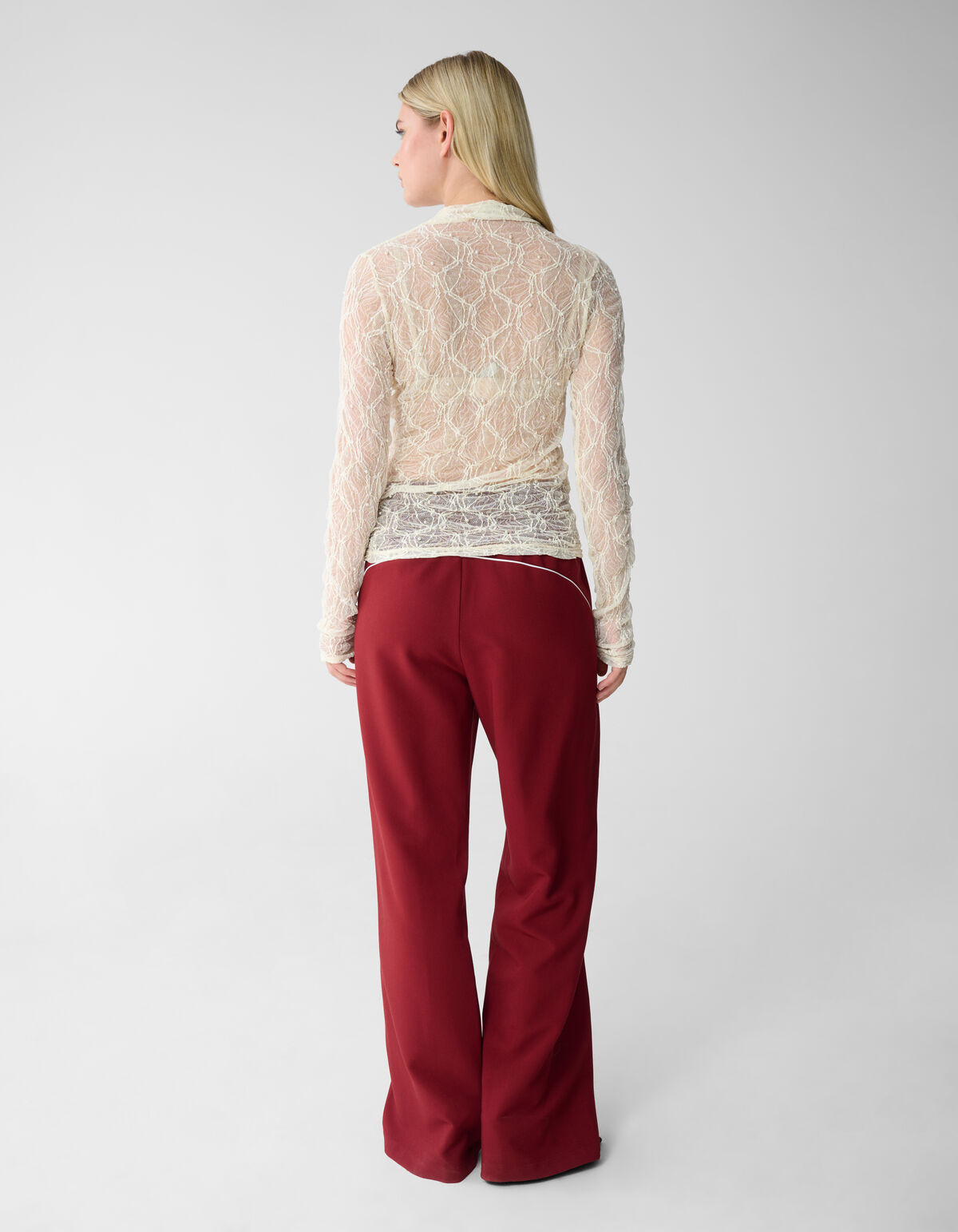 Mesh Parel Top Gebroken Wit