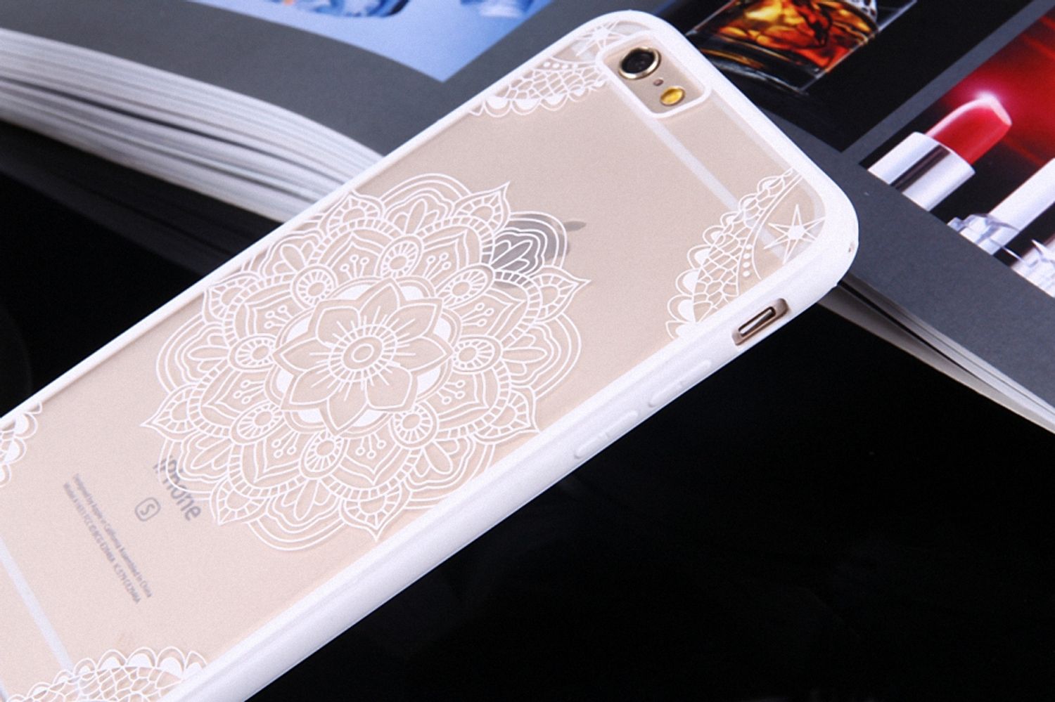 Apple iPhone 6s Plus Handy Hülle Mandala Case Motiv Indianische Spitze Weiß Neu