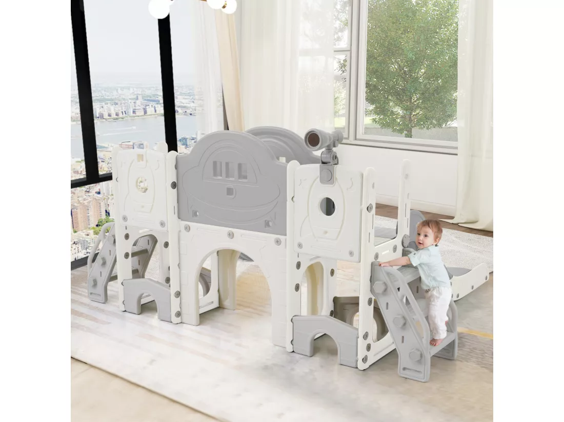 Jouet d'escalade pour enfants 10 en 1 avec toboggan, autoportant, escalade, jeu de forage, vert