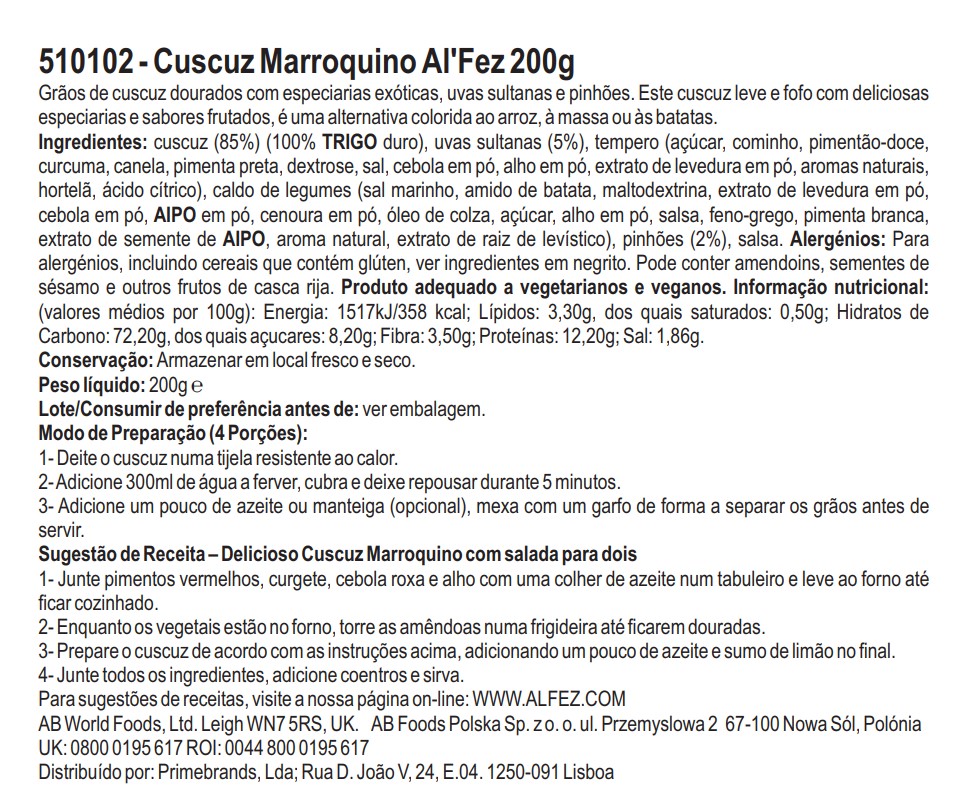 MOROCCAN AL'FEZ SPICED COUSCOUS 200G