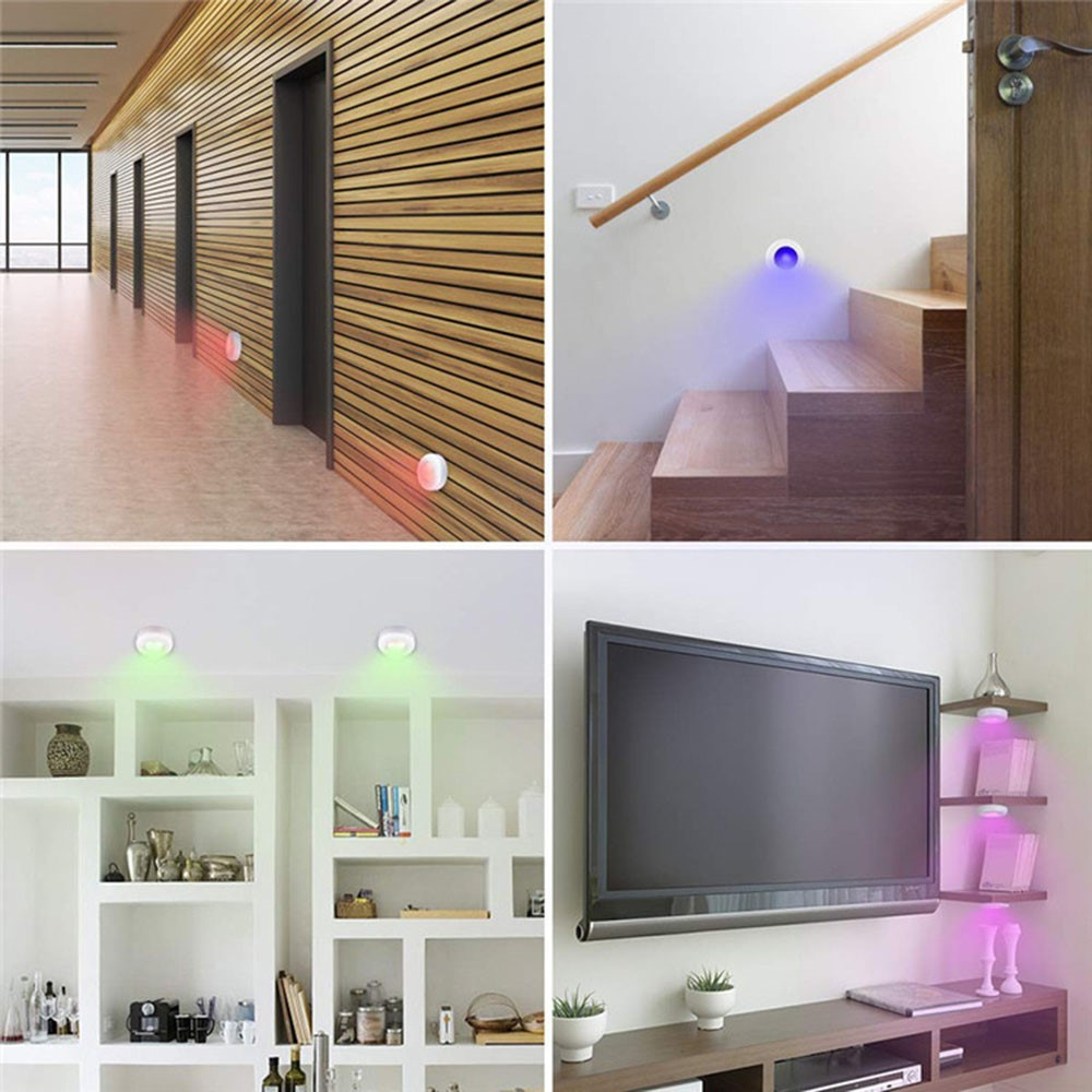 (3er Set) Kabelloses RGB LED Licht Nachtlicht mit Touch Control und Fernbedienung (Dimmbar) - Weiss