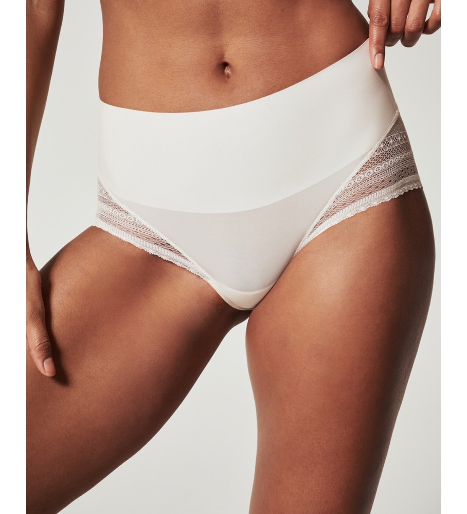 Calcinha de cintura alta SPANX com renda branca