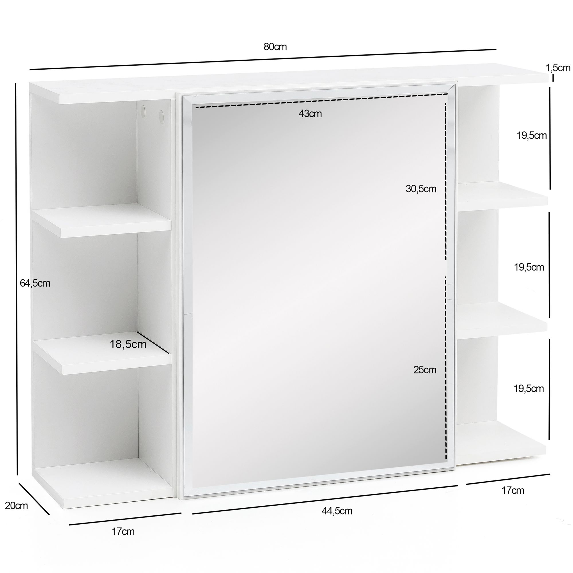 KADIMA DESIGN Moderner Hängeschrank mit Spiegel, Weiß, Wasserabweisend - Stauraum für Badezimmerutensilien