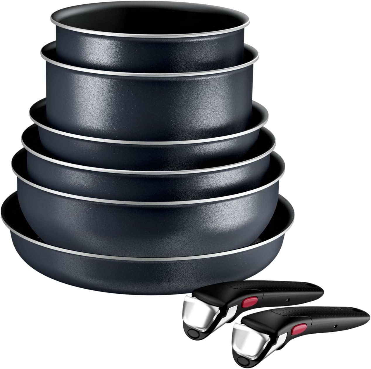 Tefal Ingenio Enjoy, 8-teiliges Topf und Pfannenset abnehmbarer Griff, stapelbar, platzsparend, Pfannen Induktion mit Antihaftversiegelung, einfache Handhabung und Reinigung, L7239343