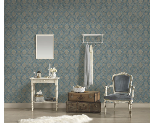Vliesbehang 33607-5 ornamentblauw taupe