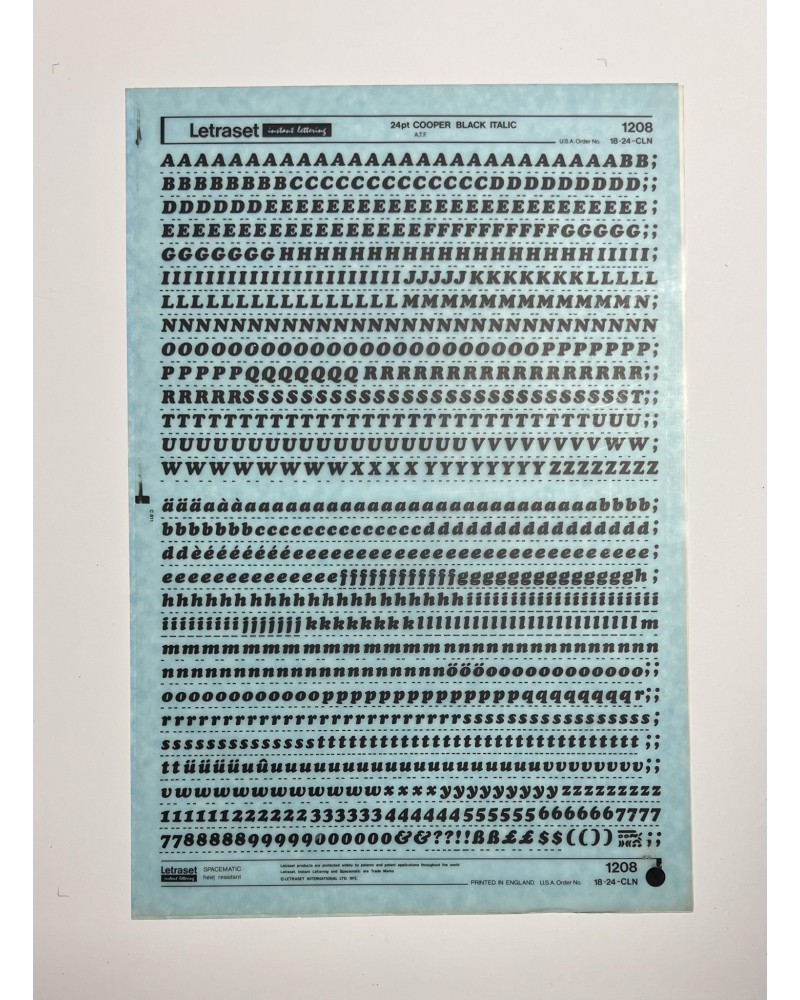 letraset-1208- COOPER BLACK ITALIC - 24pt