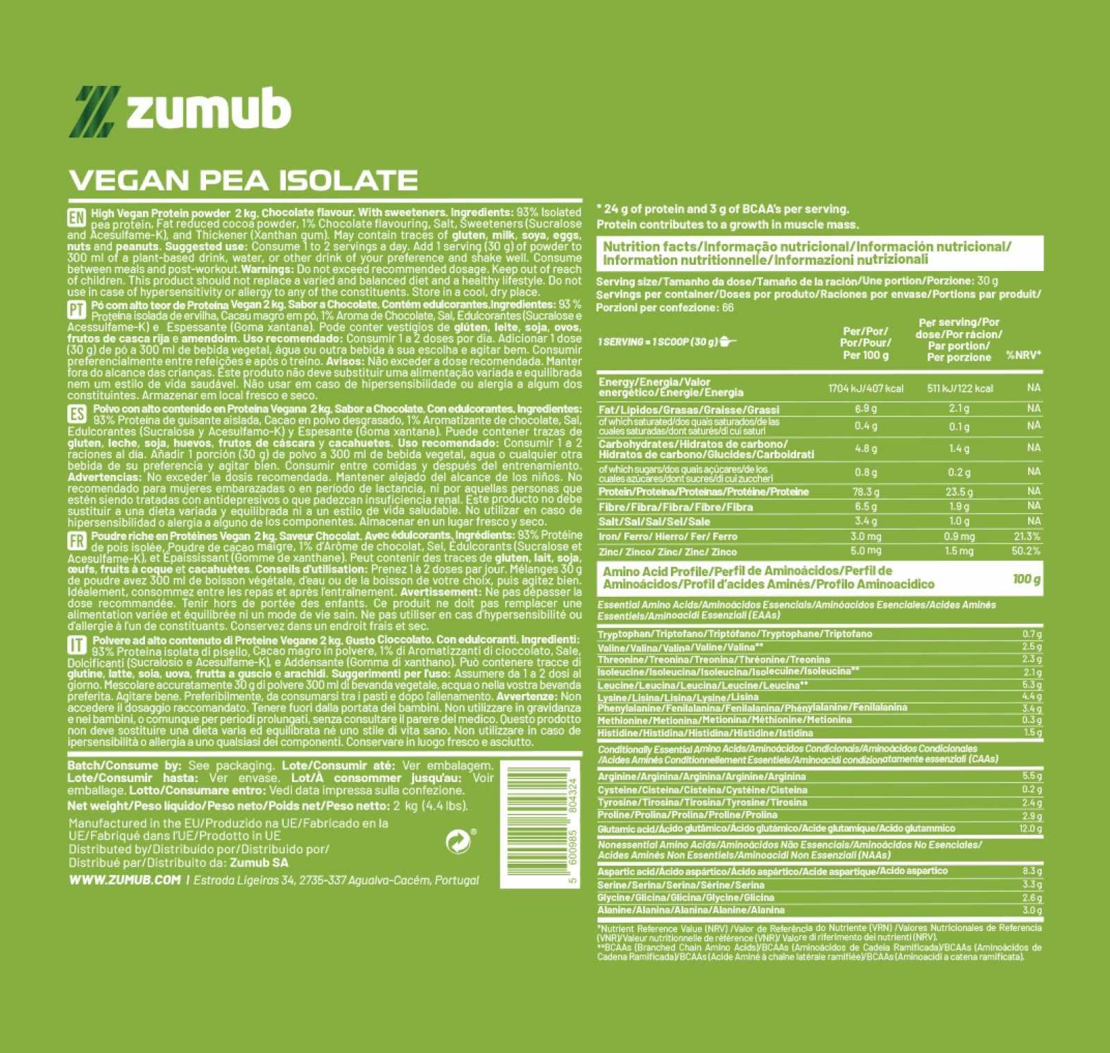 Proteína Vegana Zumub (Proteína de Ervilha) 30g