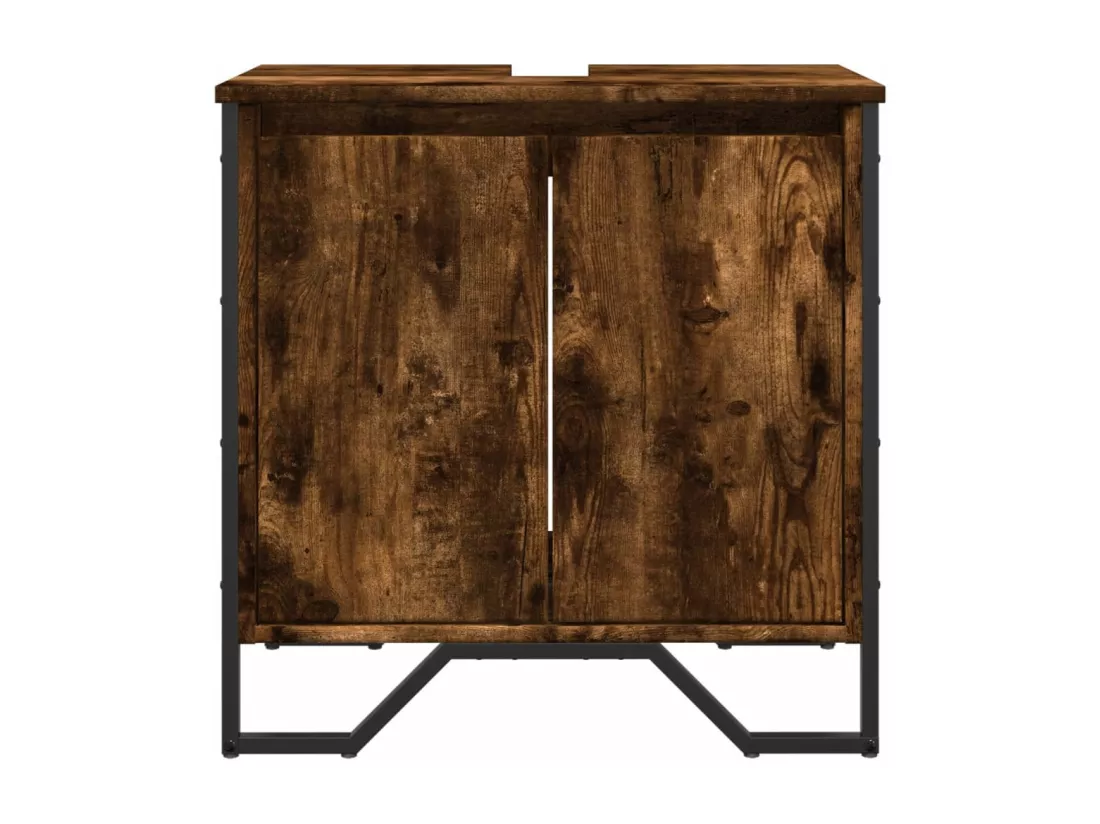 Armoire lavabo de salle de bain chêne fumé 60x35x60 cm