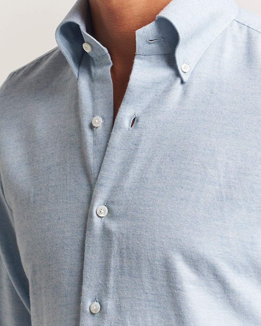 Finamore Napoli Milano Slim Cashmere BD Shirt Light Blue