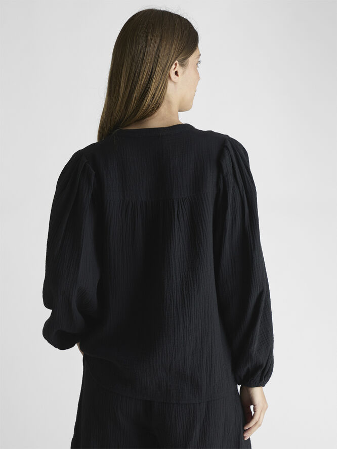 Neo Noir Mimmi Waffle Blouse Black
