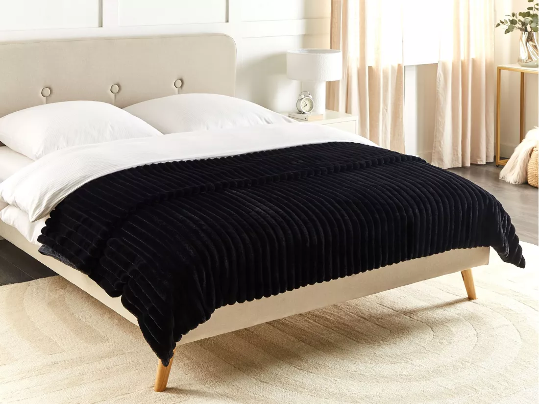 Couvre-lits RAKYA Fourrure synthétique 200 x 220 cm Noir