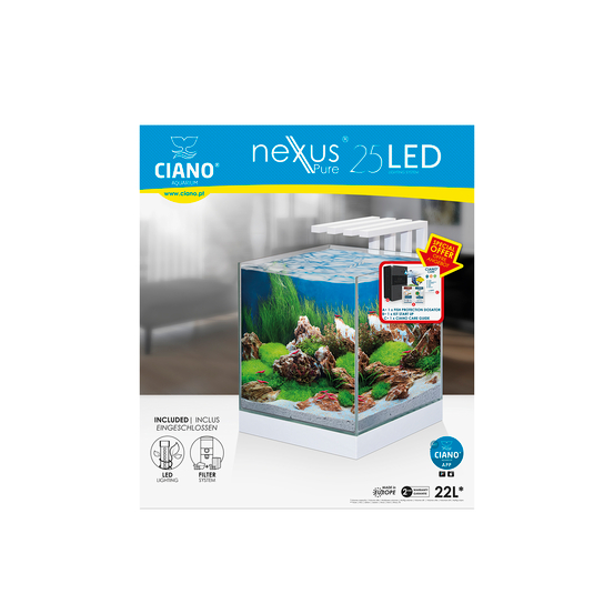 Aquarium Nano Nexus, blanc - 25 litres