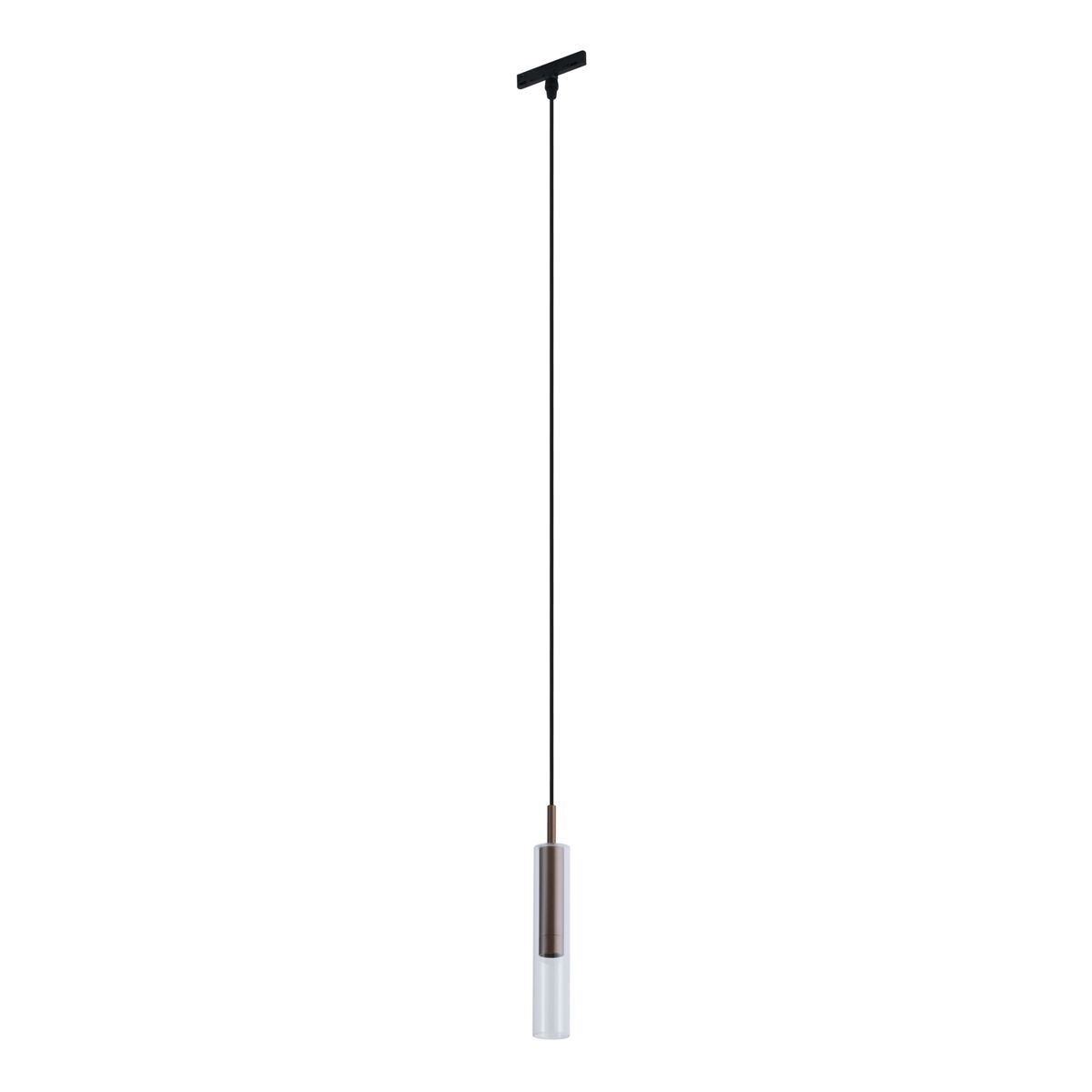Moderne spot donker brons met helder glas voor railsysteem 1-fase - Slimline Loyce