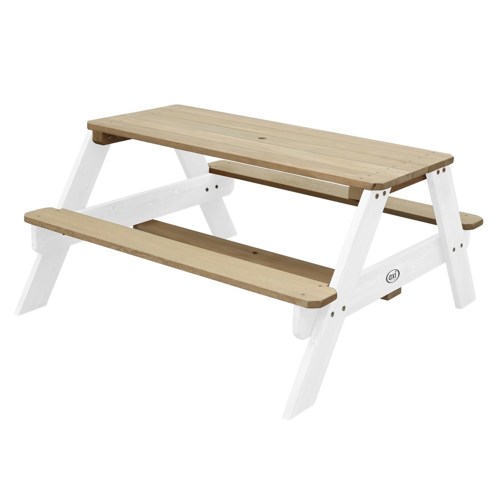 Axi nick table pique nique avec parasol marron / blanc
