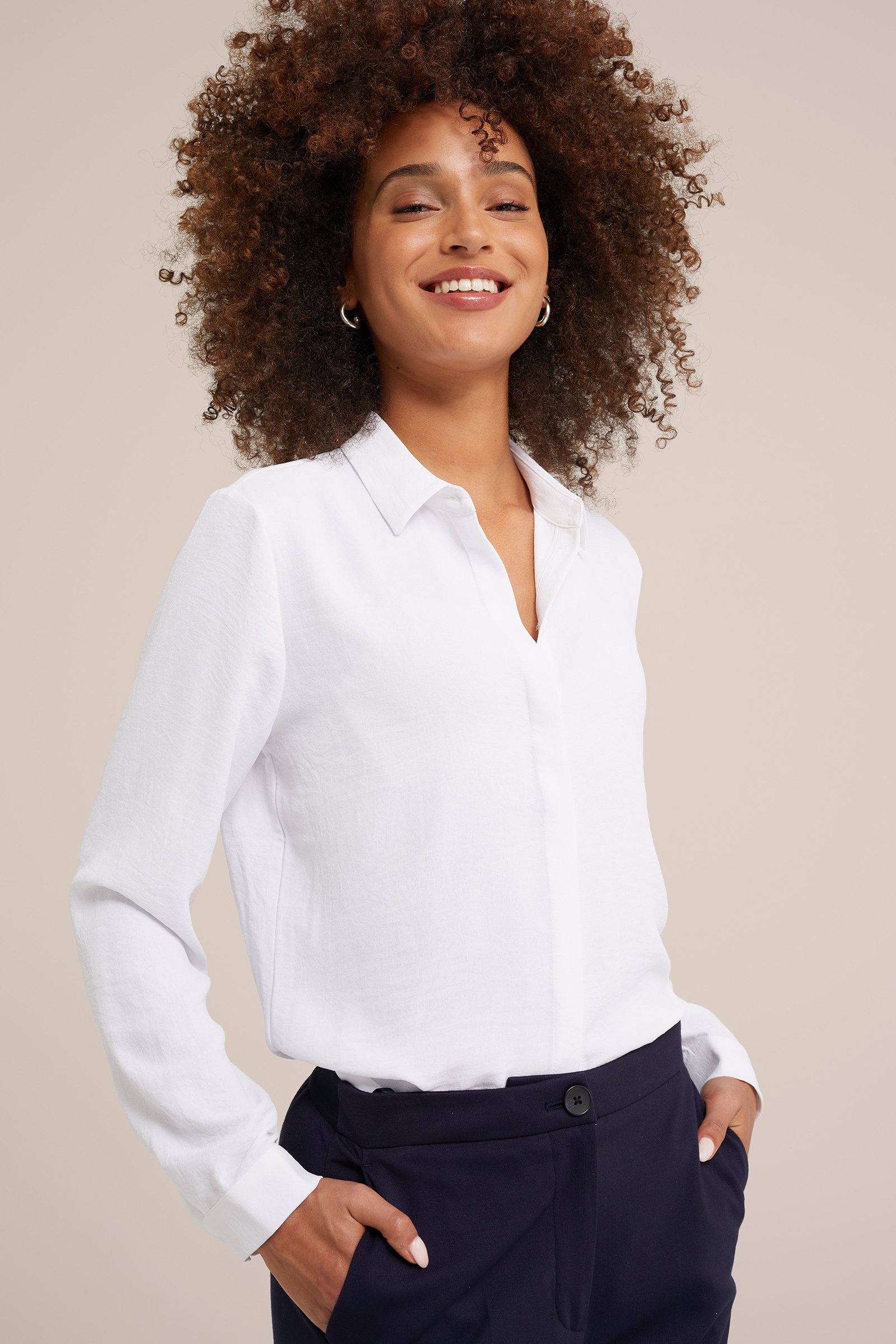 blouse met fijne structuur WE Fashion Wit