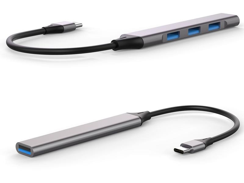 4smarts USB-Hub 4in1 Compact Hub USB-C – USB-A 2.0/USB-A 3. Kompaktes USB-C-Hub für Notebooks und Mobilgeräte