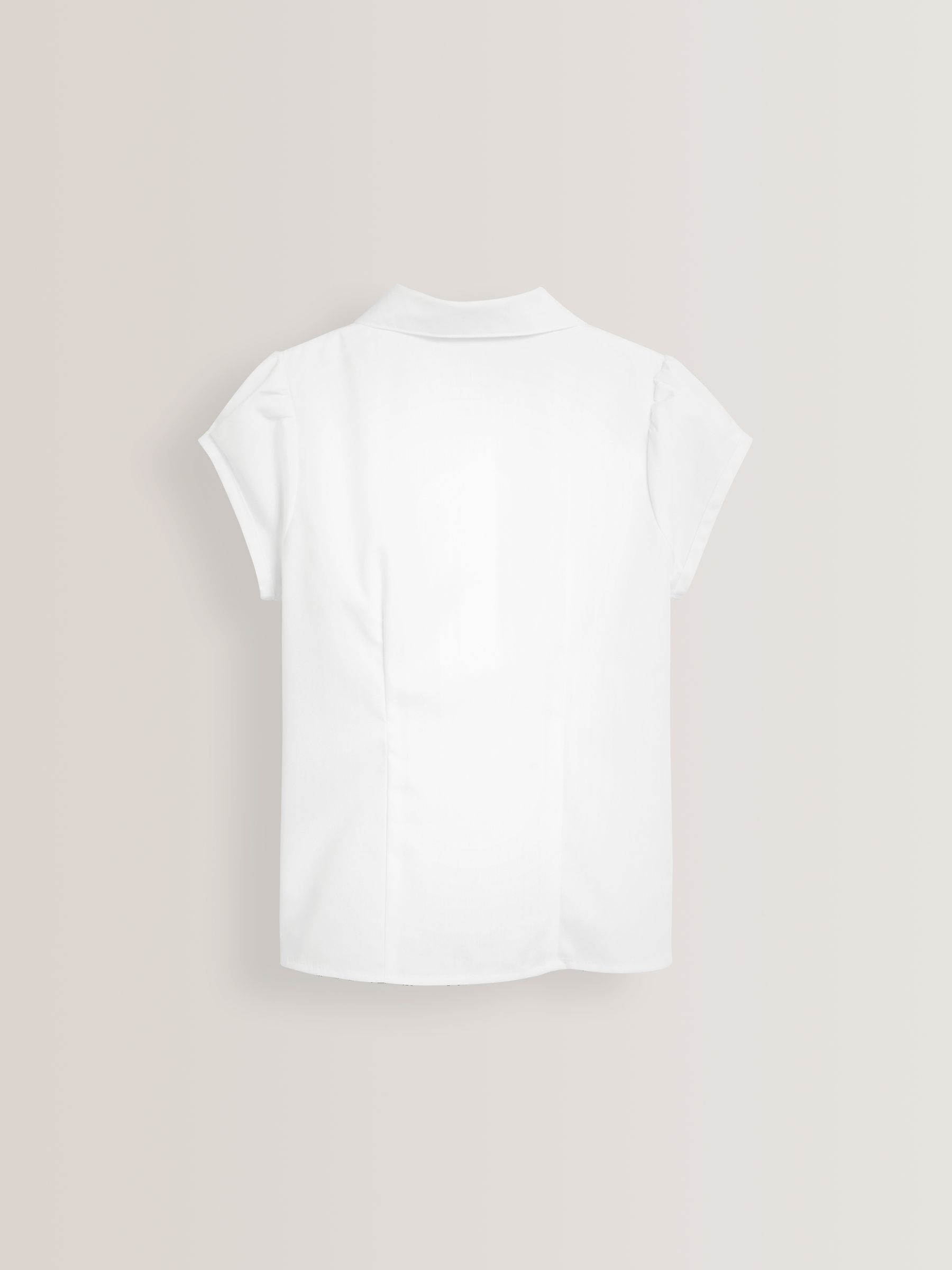 Wit - Schoolblouse met pofmouwen en kantafwerking (3-14 jr)