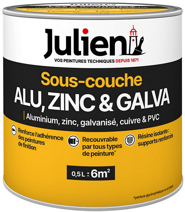 Sous couche alu zinc galva J1 Julien mat blanc 0,5L