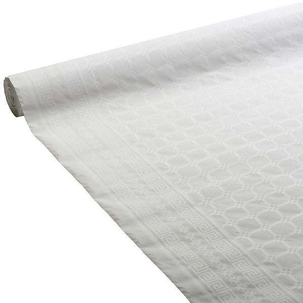 Nappe en papier damassé coloris blanc, le rouleau de 1,18 x 50 m