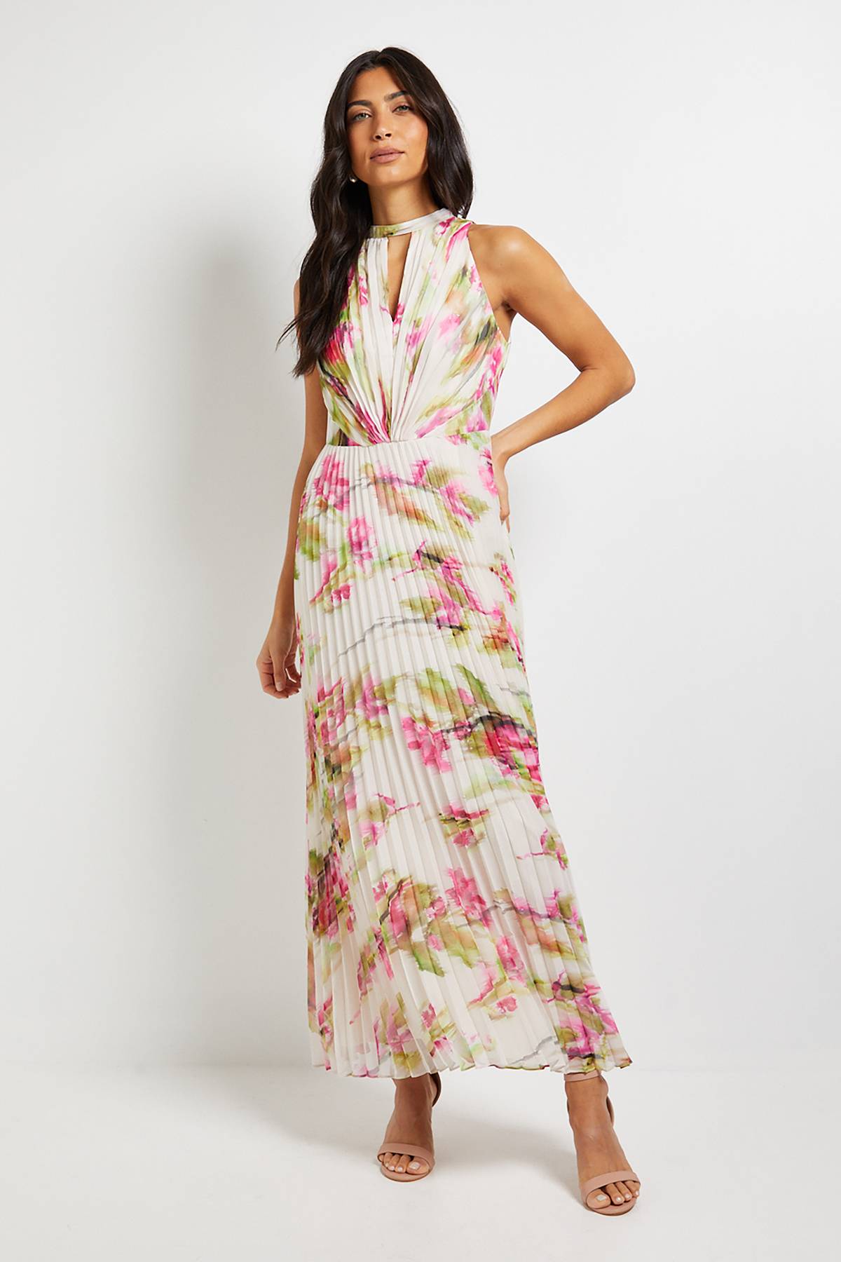 Wallis Robe Longue Plissée À Imprimé Floral