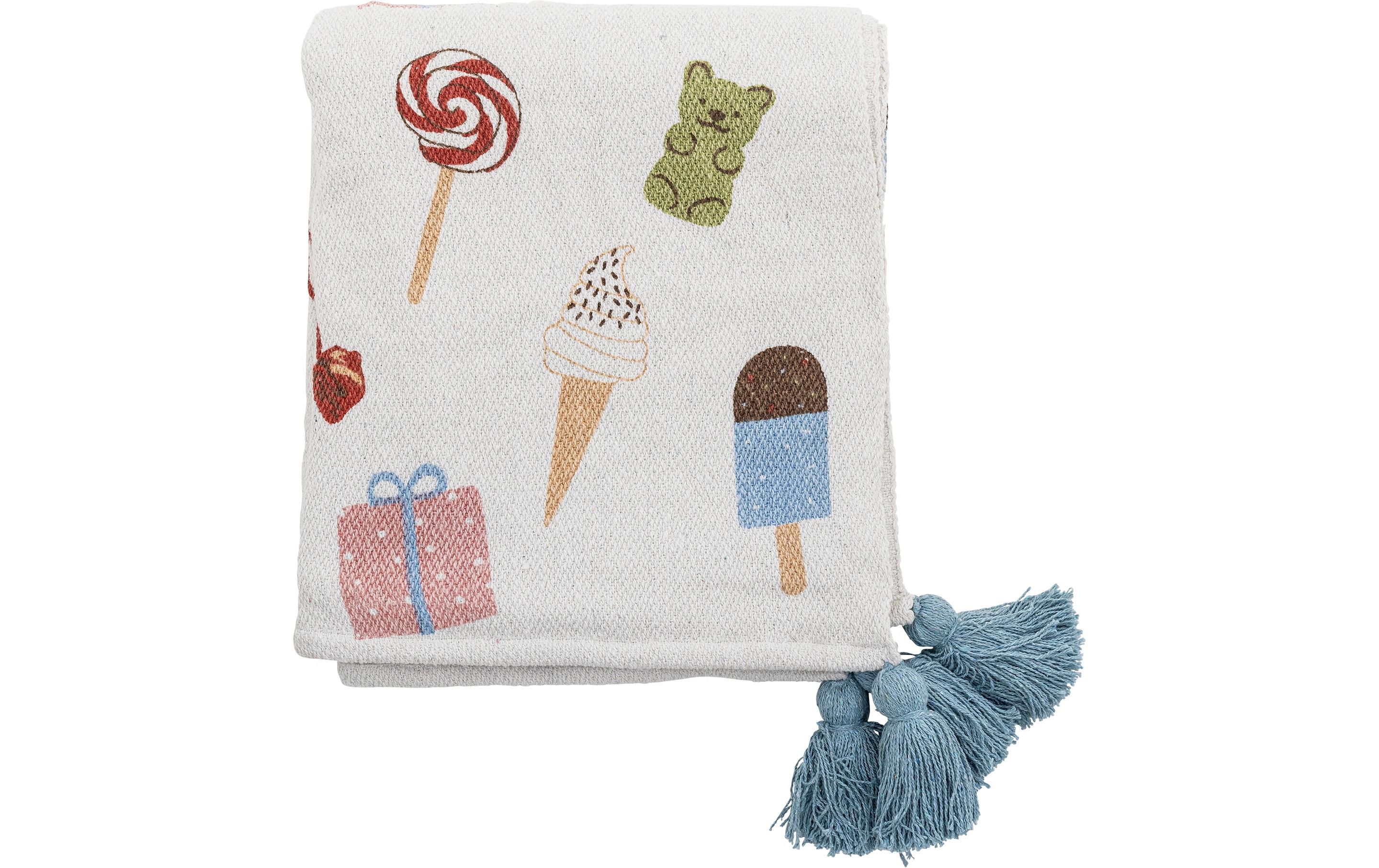 Kuscheldecke Sweets 160 x 130 cm, NaturDecke zum Kuscheln aus recycelter Baumwolle