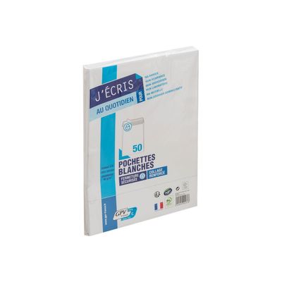 GPV - 50 Pochettes Enveloppes C4 229 x 324 mm - 90 gr - sans fenêtre - blanc - bande adhésive