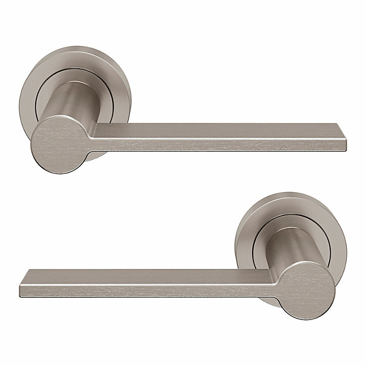 Ensemble poignée sur rosace Droit à visser GoodHome Dotz effet nickel satin gris Ø52mm