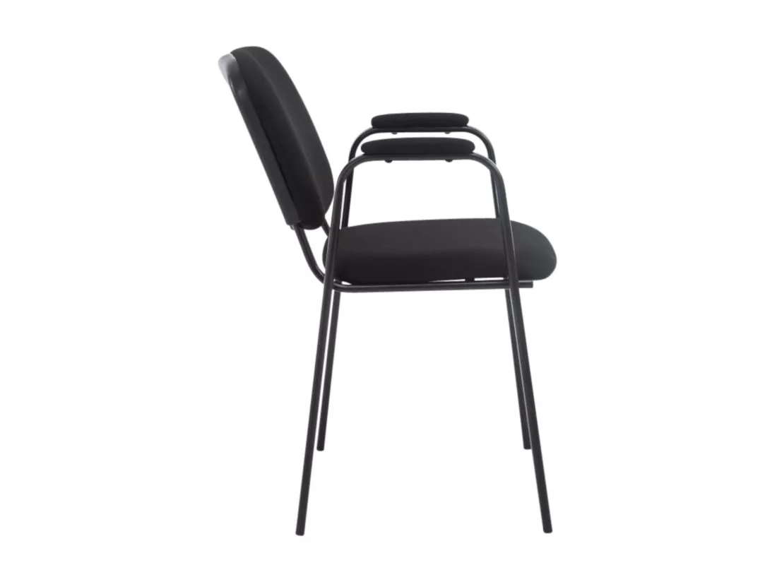 Lot de 4 Chaise de conférence - Tissu & Métal noir mat - Noir - Ken Pro
