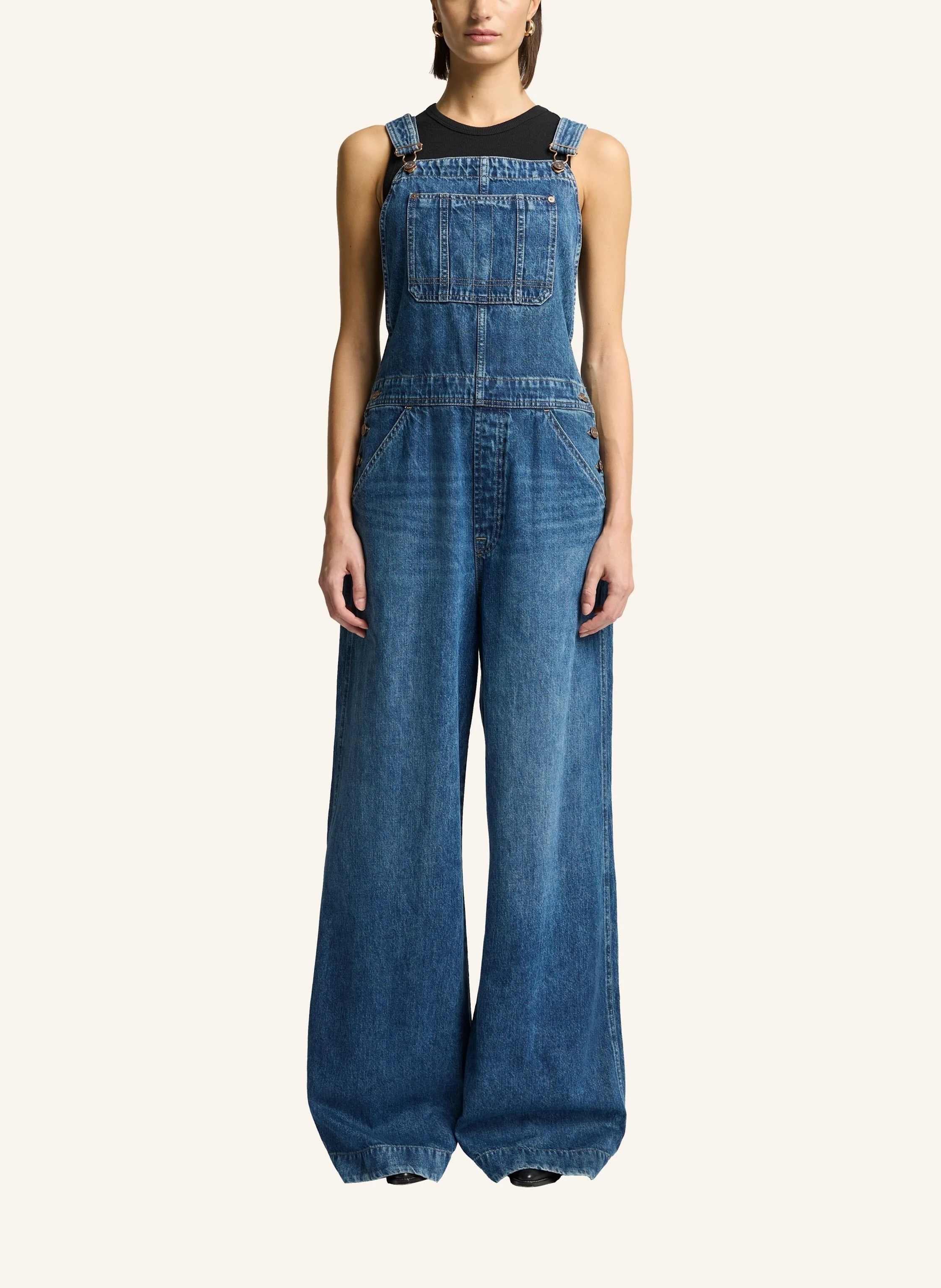 7 for all mankind DUNGAREES WIDE LEG Denim Jumpsuit