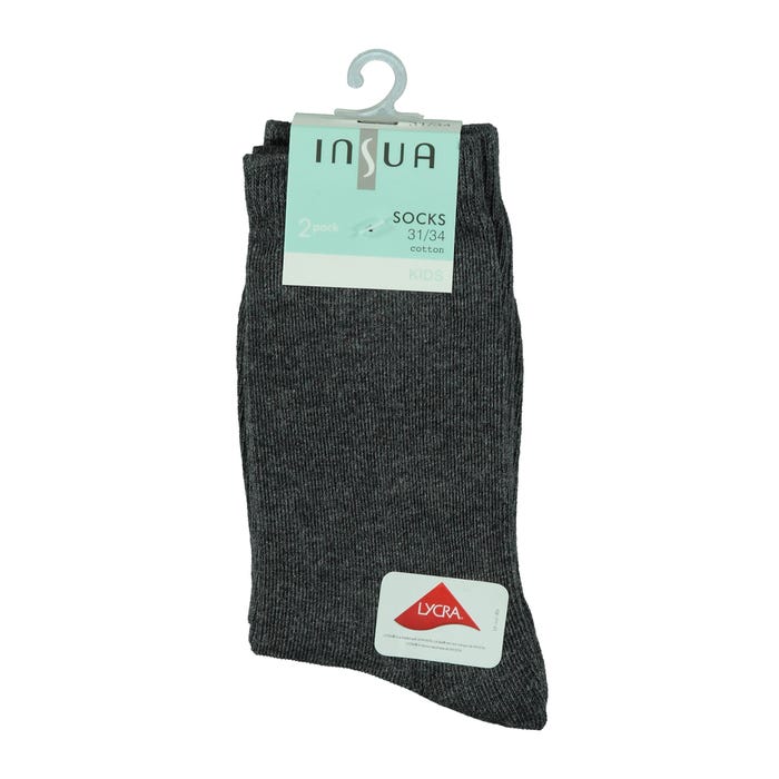 inSua-2-pack katoenen effen sokken