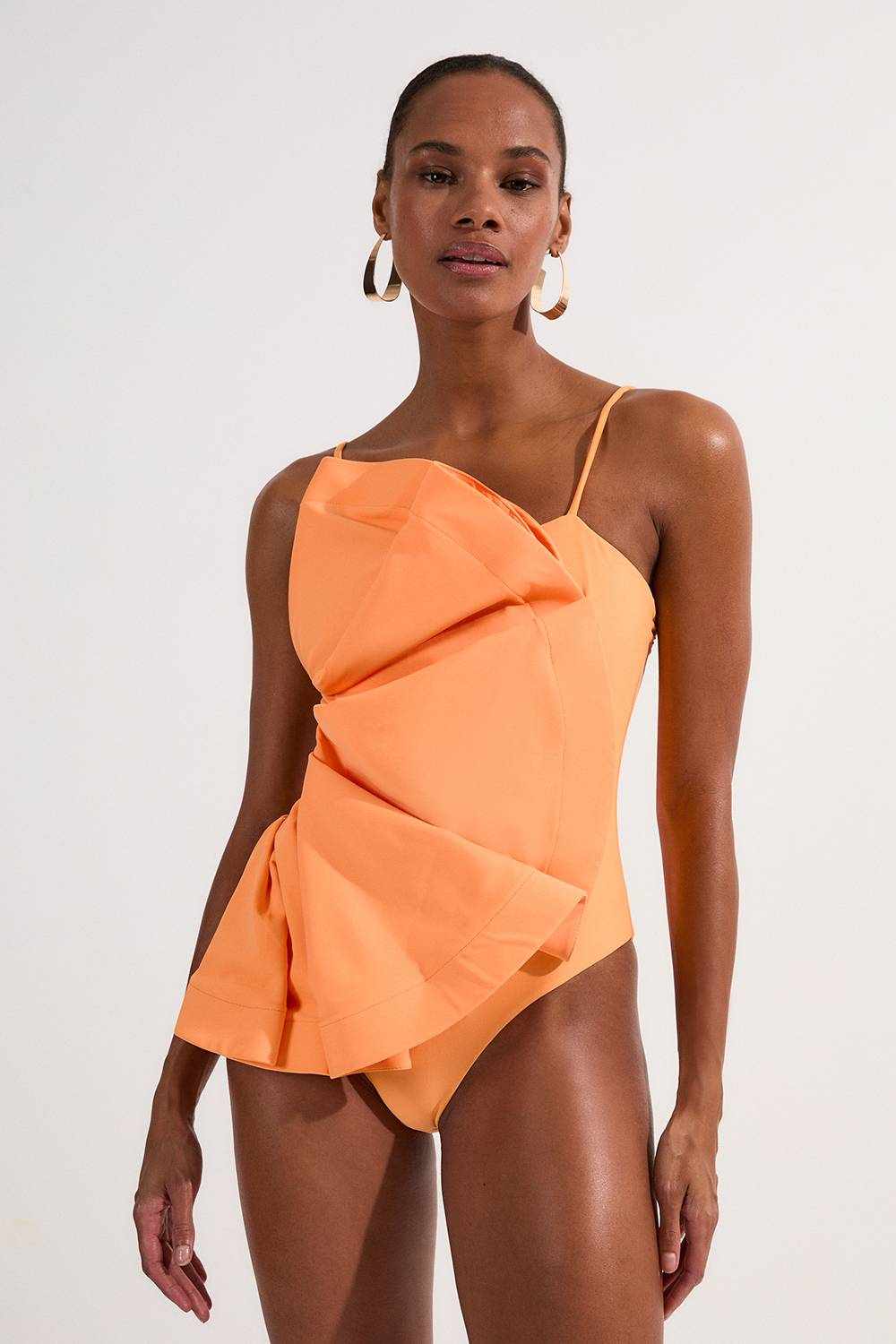 KarenMillen Maillot de bain jambe haute à volants dramatiques et à brides