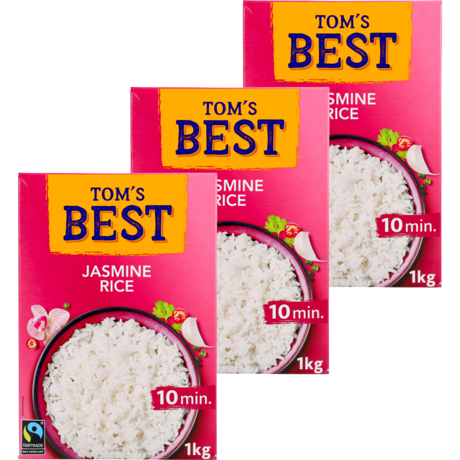 Tom's Best Fairtrade Jasmine Rice 3x1kg