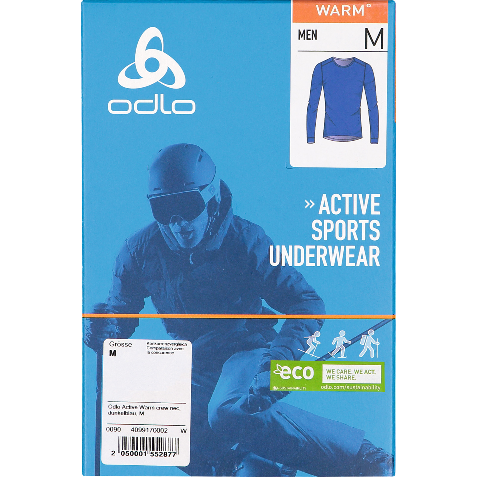 Odlo Active Warm Herren-Langarmshirt Crew Neck S, dunkelblau